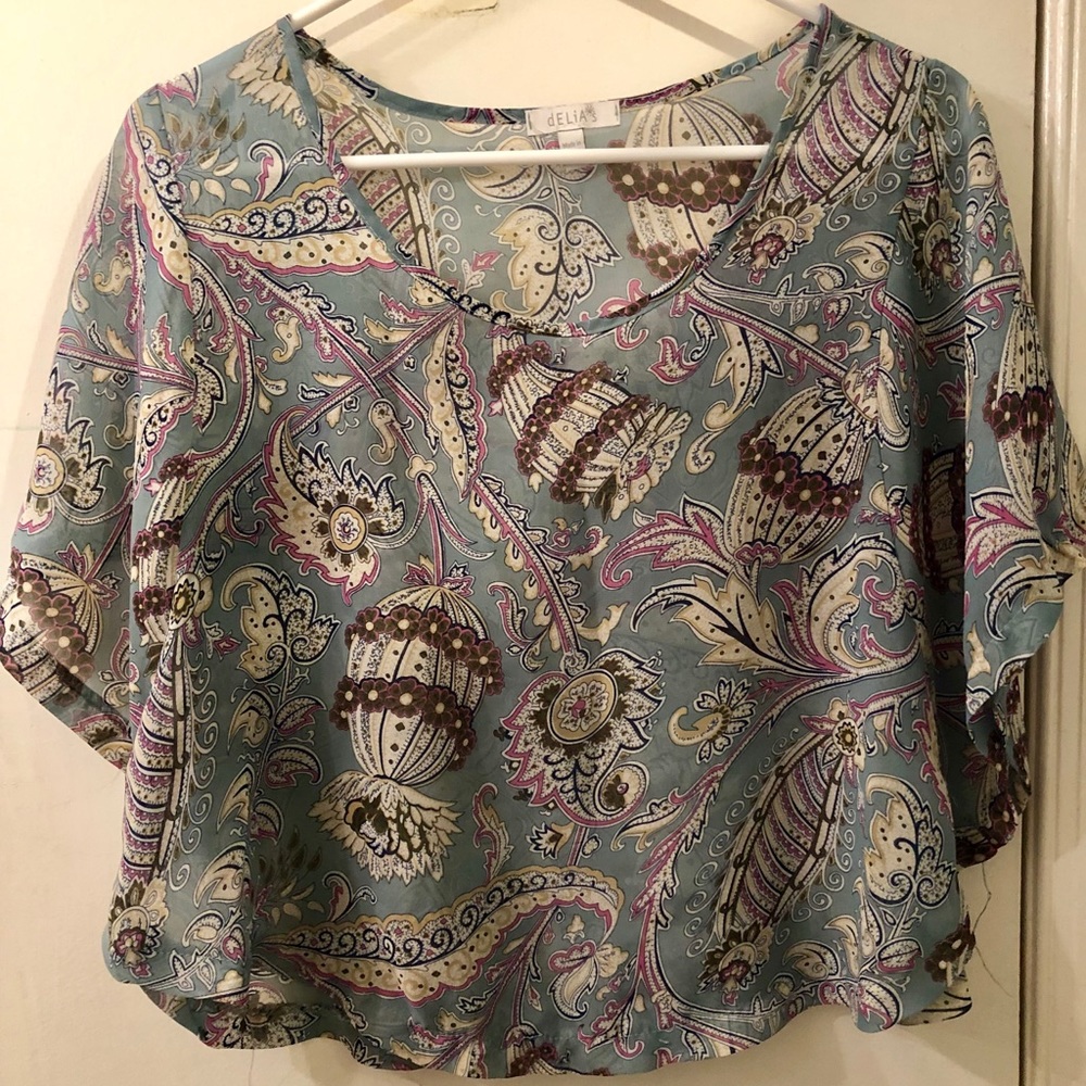Sky Blue Floral Print Blouse
